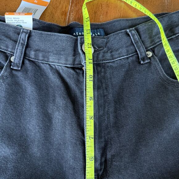 Aeropostale NWT High Rise Baggy Jeans Black Denim Womens Sz 12 90s Relaxed - Picture 14 of 16